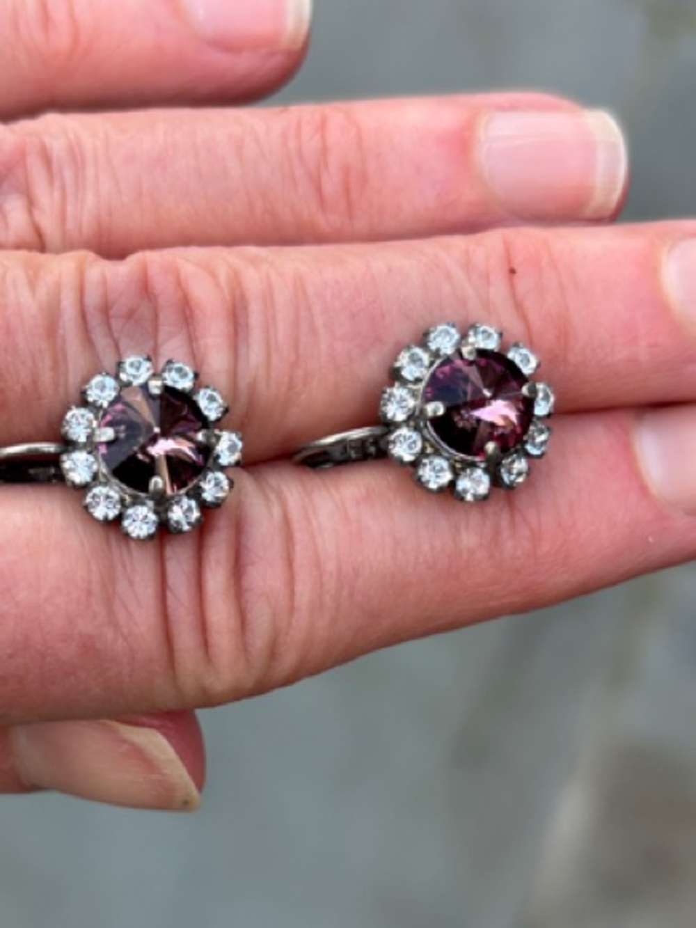 Sabika Purple and Gold Floral Cluster Earrings
